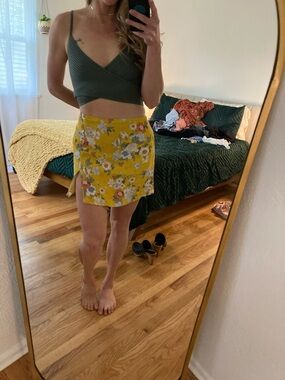 Sunday Best Yellow Floral Mini Skirt